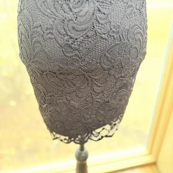 off shoulder lace mini cocktail dress bodycon black sexy goth regency style - Picture 7 of 7